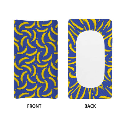 Blue And Yellow Banana Pattern Print Changing Pad Cover