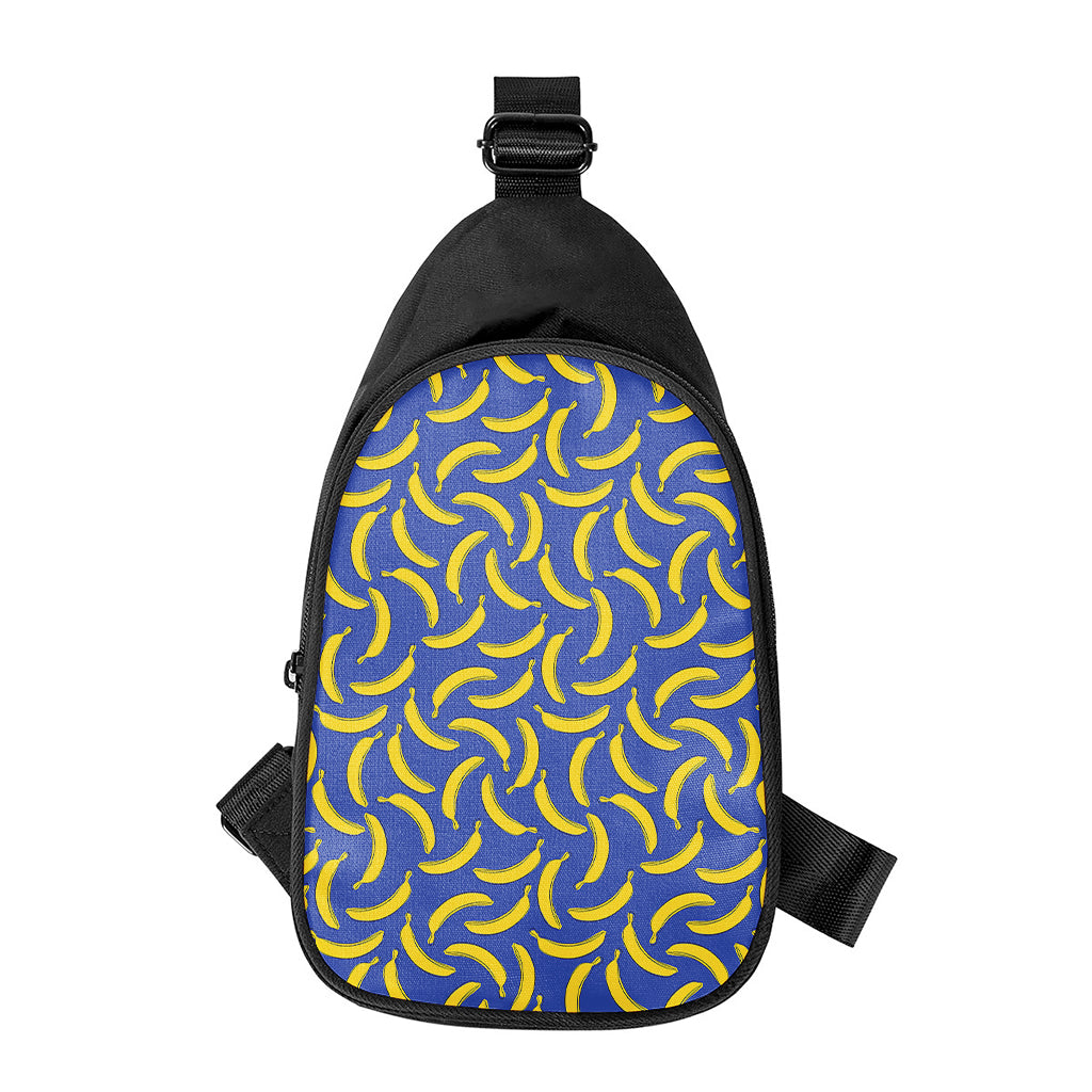Blue And Yellow Banana Pattern Print Chest Bag