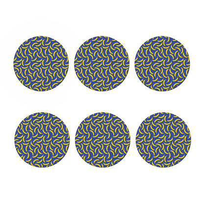 Blue And Yellow Banana Pattern Print Coaster Set