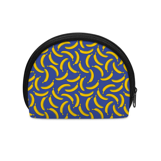 Blue And Yellow Banana Pattern Print Coin Purse