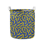 Blue And Yellow Banana Pattern Print Collapsible Laundry Basket
