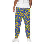 Blue And Yellow Banana Pattern Print Cotton Pants