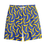 Blue And Yellow Banana Pattern Print Cotton Shorts