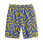 Blue And Yellow Banana Pattern Print Cotton Shorts
