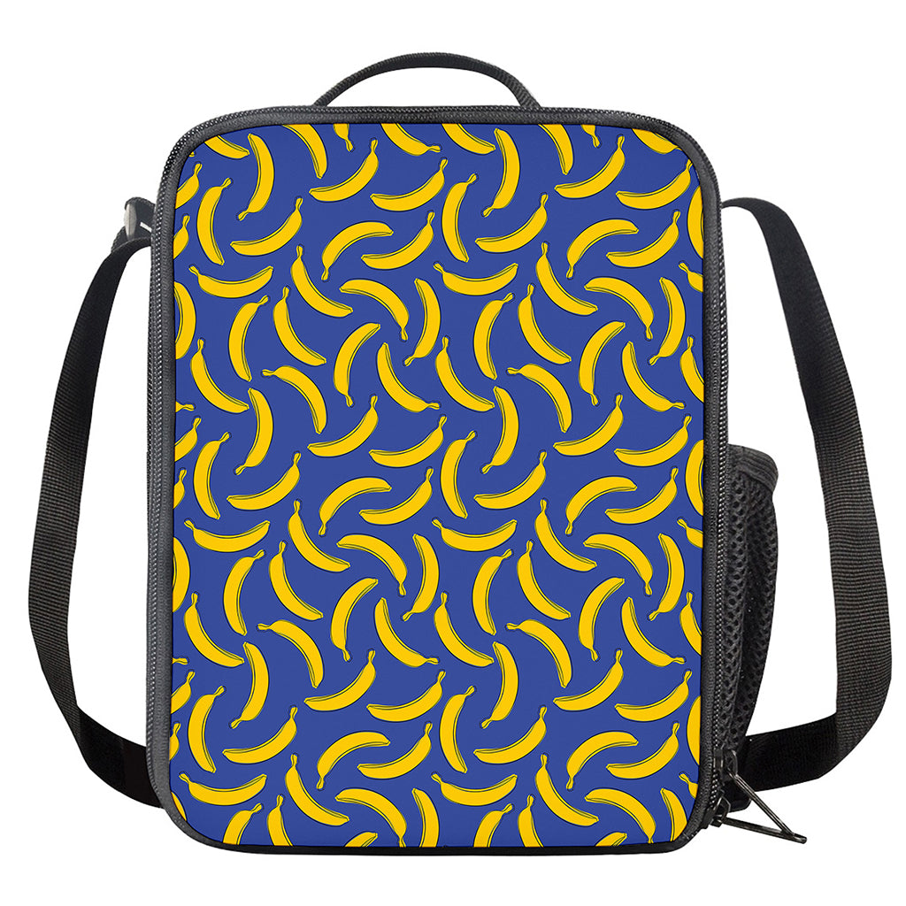 Blue And Yellow Banana Pattern Print Crossbody Lunch Bag