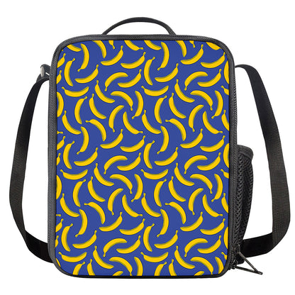 Blue And Yellow Banana Pattern Print Crossbody Lunch Bag