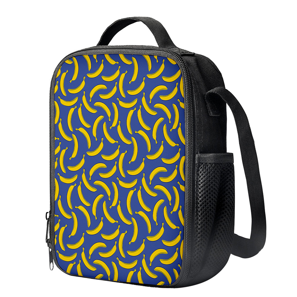 Blue And Yellow Banana Pattern Print Crossbody Lunch Bag