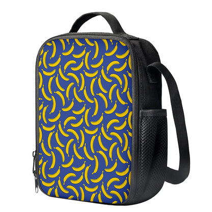 Blue And Yellow Banana Pattern Print Crossbody Lunch Bag