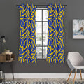 Blue And Yellow Banana Pattern Print Grommet Curtain Panels