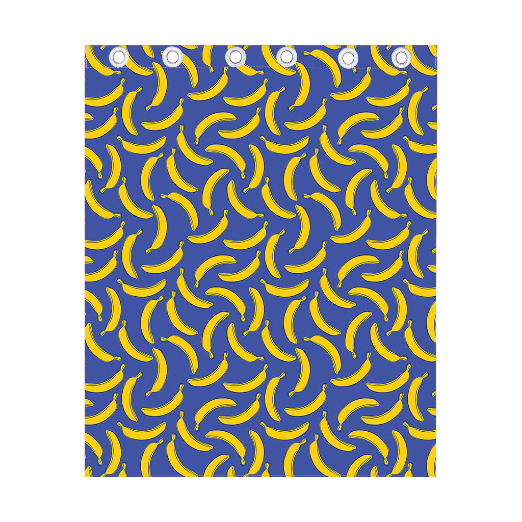 Blue And Yellow Banana Pattern Print Curtain