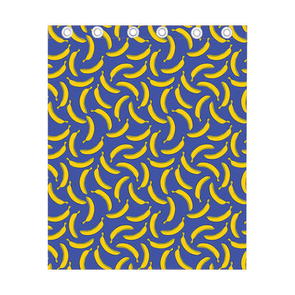 Blue And Yellow Banana Pattern Print Curtain