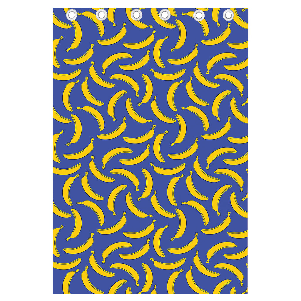 Blue And Yellow Banana Pattern Print Curtain