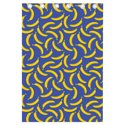 Blue And Yellow Banana Pattern Print Curtain