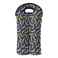Blue And Yellow Banana Pattern Print Double Neoprene Wine Tote