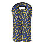 Blue And Yellow Banana Pattern Print Double Neoprene Wine Tote