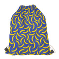 Blue And Yellow Banana Pattern Print Drawstring Bag