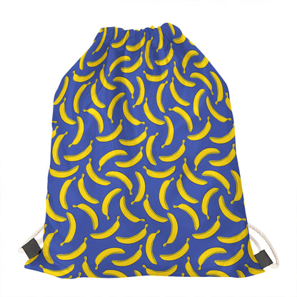 Blue And Yellow Banana Pattern Print Drawstring Bag