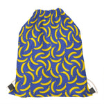 Blue And Yellow Banana Pattern Print Drawstring Bag