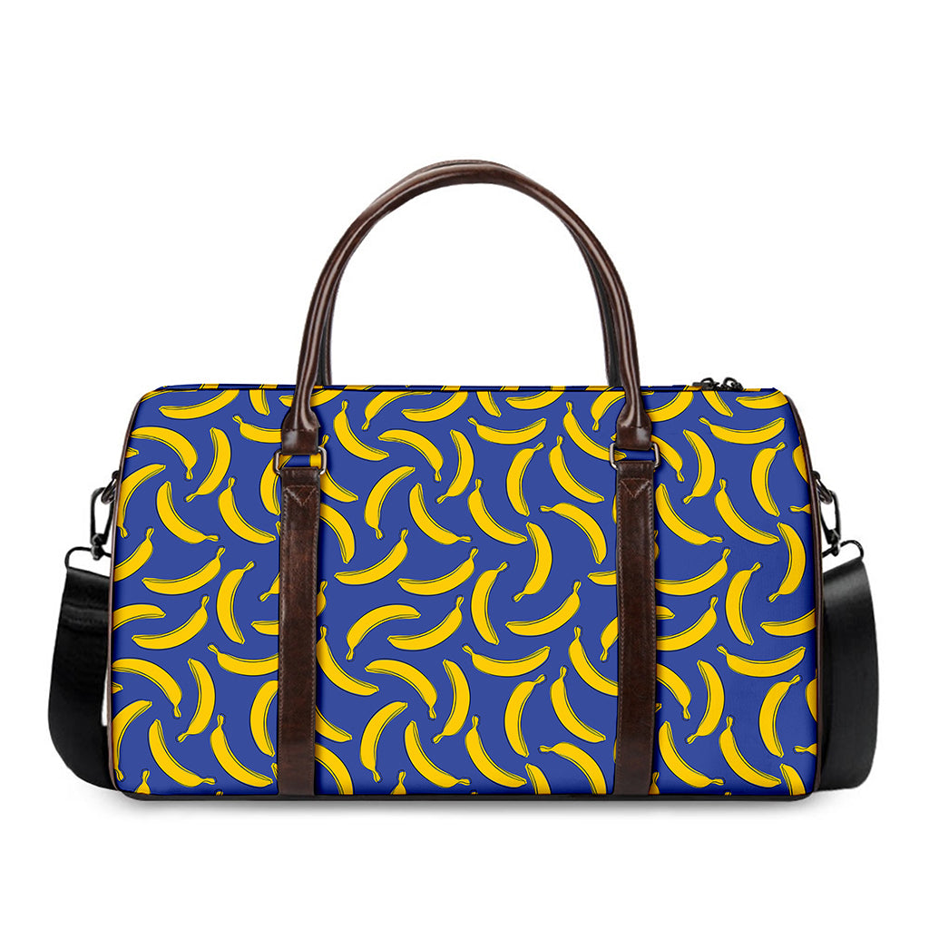 Blue And Yellow Banana Pattern Print Duffle Bag