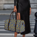 Blue And Yellow Banana Pattern Print Duffle Bag