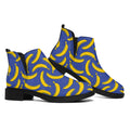 Blue And Yellow Banana Pattern Print Flat Ankle Boots