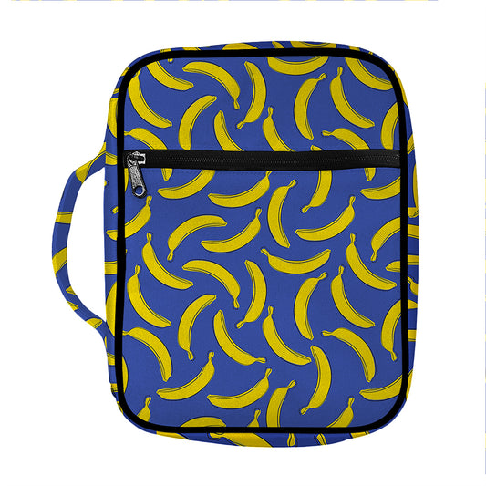 Blue And Yellow Banana Pattern Print Front Pocket Bible Bag
