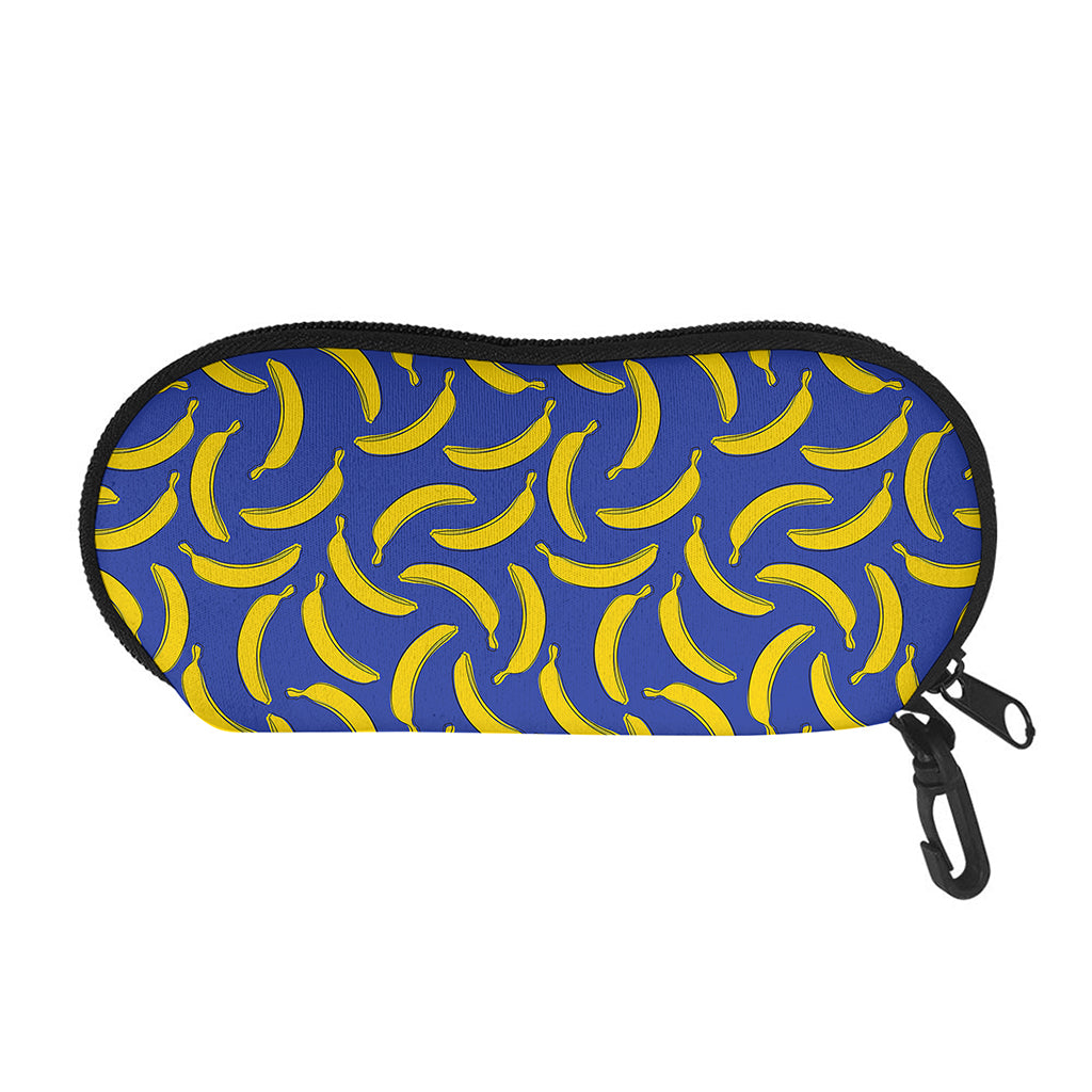 Blue And Yellow Banana Pattern Print Glasses Case