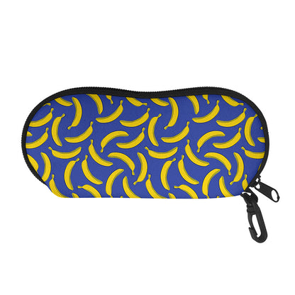 Blue And Yellow Banana Pattern Print Glasses Case