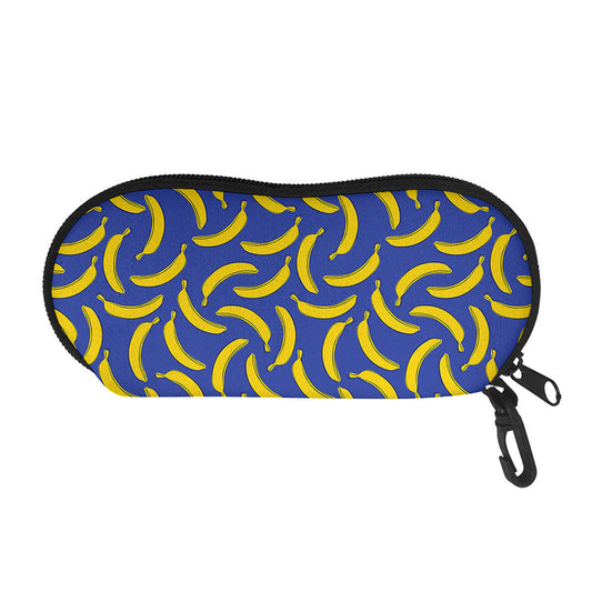 Blue And Yellow Banana Pattern Print Glasses Case
