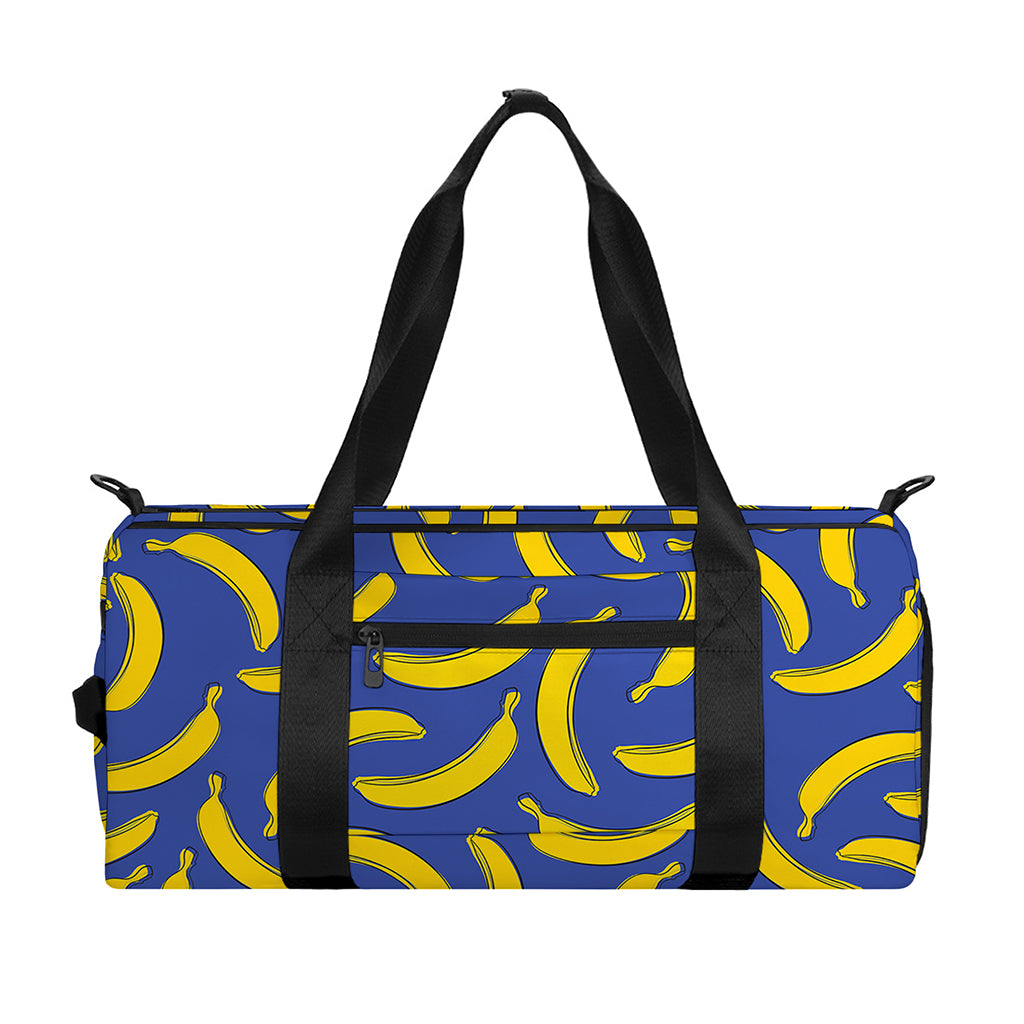 Blue And Yellow Banana Pattern Print Gym Bag