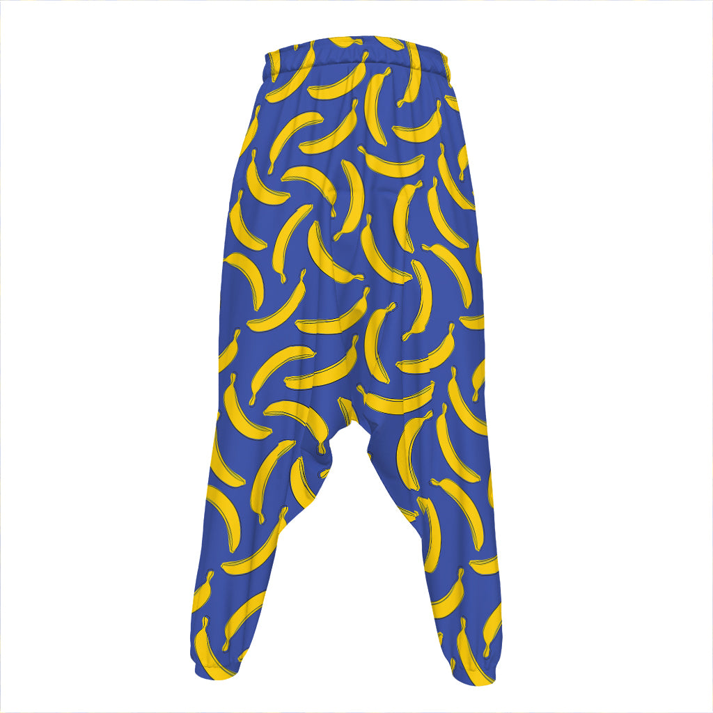 Blue And Yellow Banana Pattern Print Hammer Pants