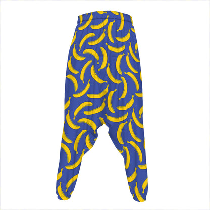 Blue And Yellow Banana Pattern Print Hammer Pants
