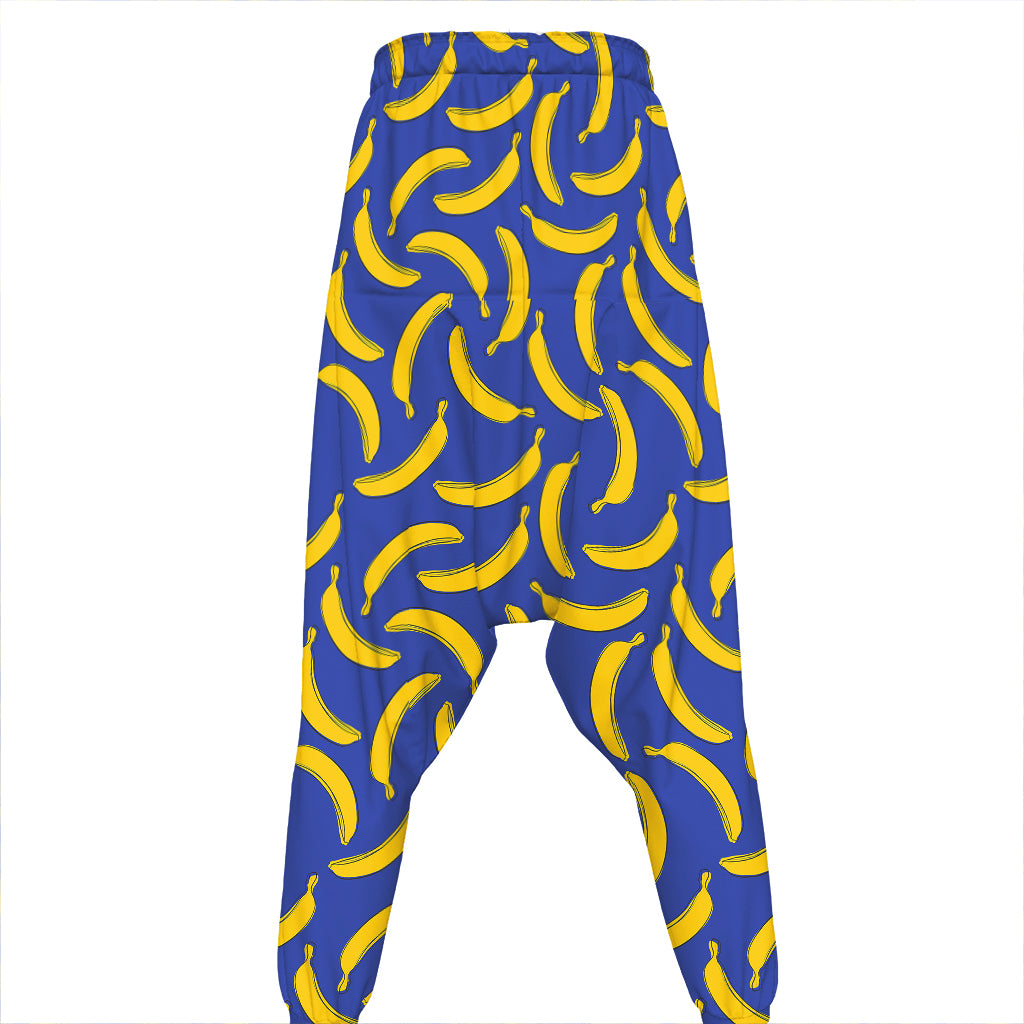 Blue And Yellow Banana Pattern Print Hammer Pants