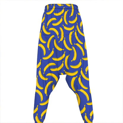 Blue And Yellow Banana Pattern Print Hammer Pants