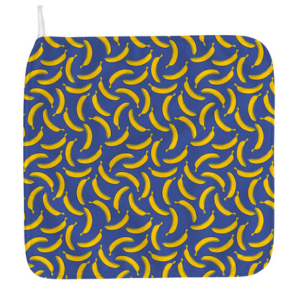 Blue And Yellow Banana Pattern Print Hand Towel