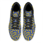 Blue And Yellow Banana Pattern Print High Top Leather Sneakers