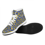 Blue And Yellow Banana Pattern Print High Top Leather Sneakers
