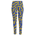 Blue And Yellow Banana Pattern Print High-Waisted Pocket Leggings
