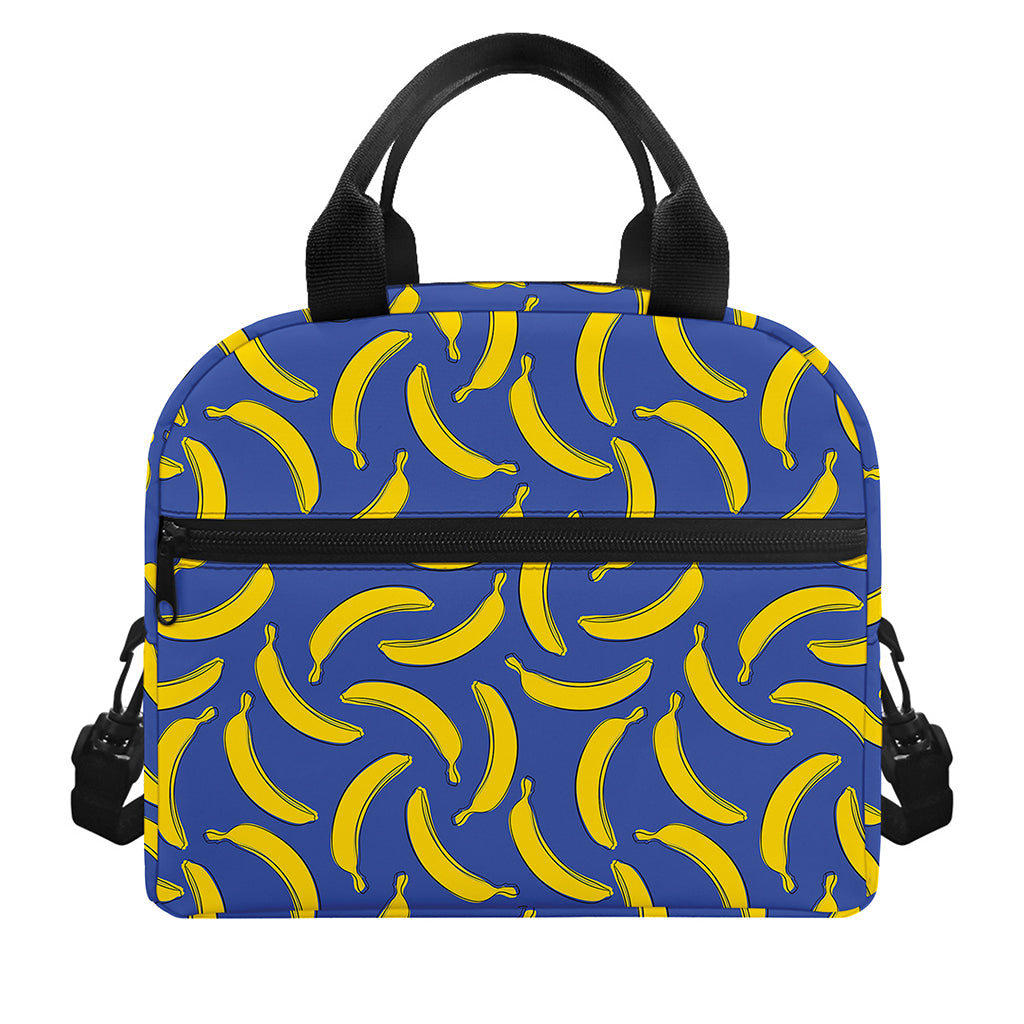 Blue And Yellow Banana Pattern Print Insulated Lunch Bag