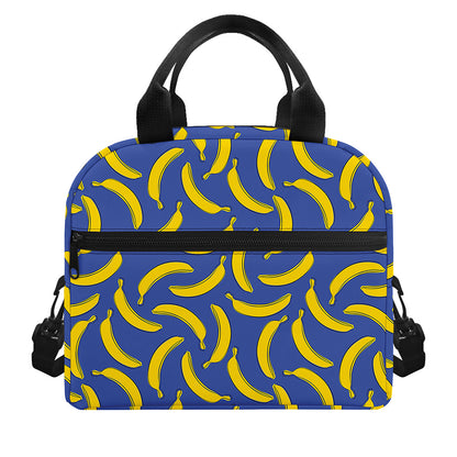 Blue And Yellow Banana Pattern Print Insulated Lunch Bag