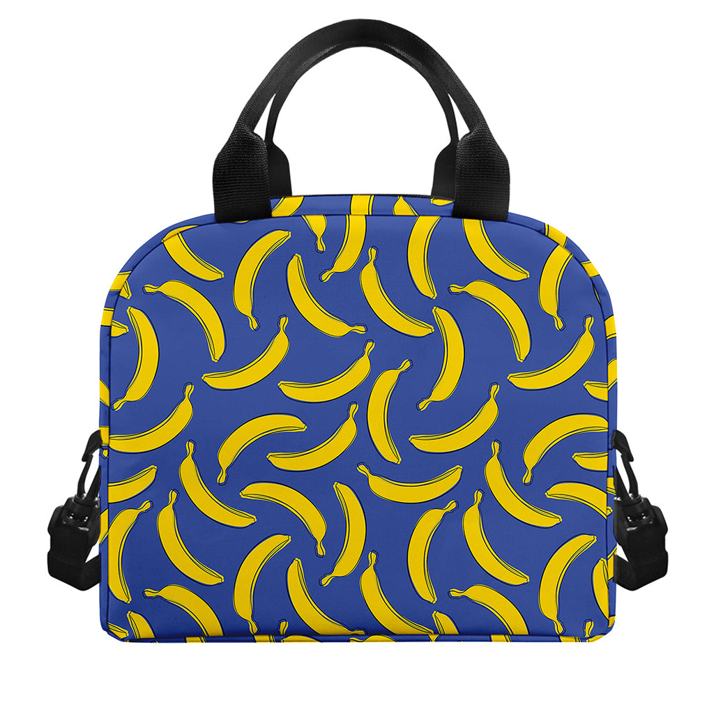 Blue And Yellow Banana Pattern Print Insulated Lunch Bag