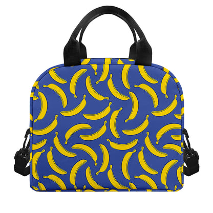 Blue And Yellow Banana Pattern Print Insulated Lunch Bag