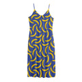 Blue And Yellow Banana Pattern Print Jersey Midi Cami Dress