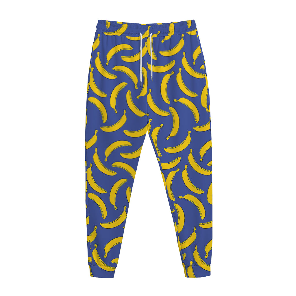Blue And Yellow Banana Pattern Print Jogger Pants