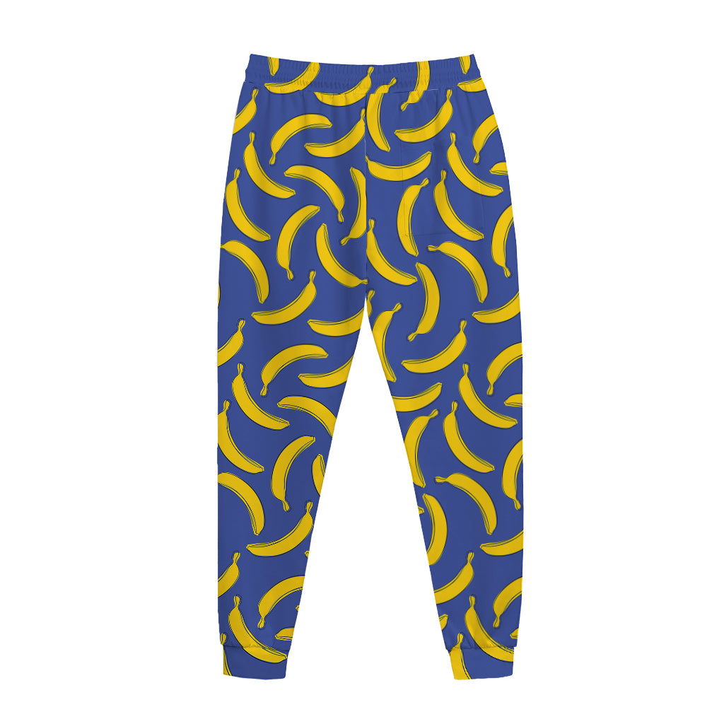Blue And Yellow Banana Pattern Print Jogger Pants