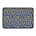 Blue And Yellow Banana Pattern Print Kitchen Mat