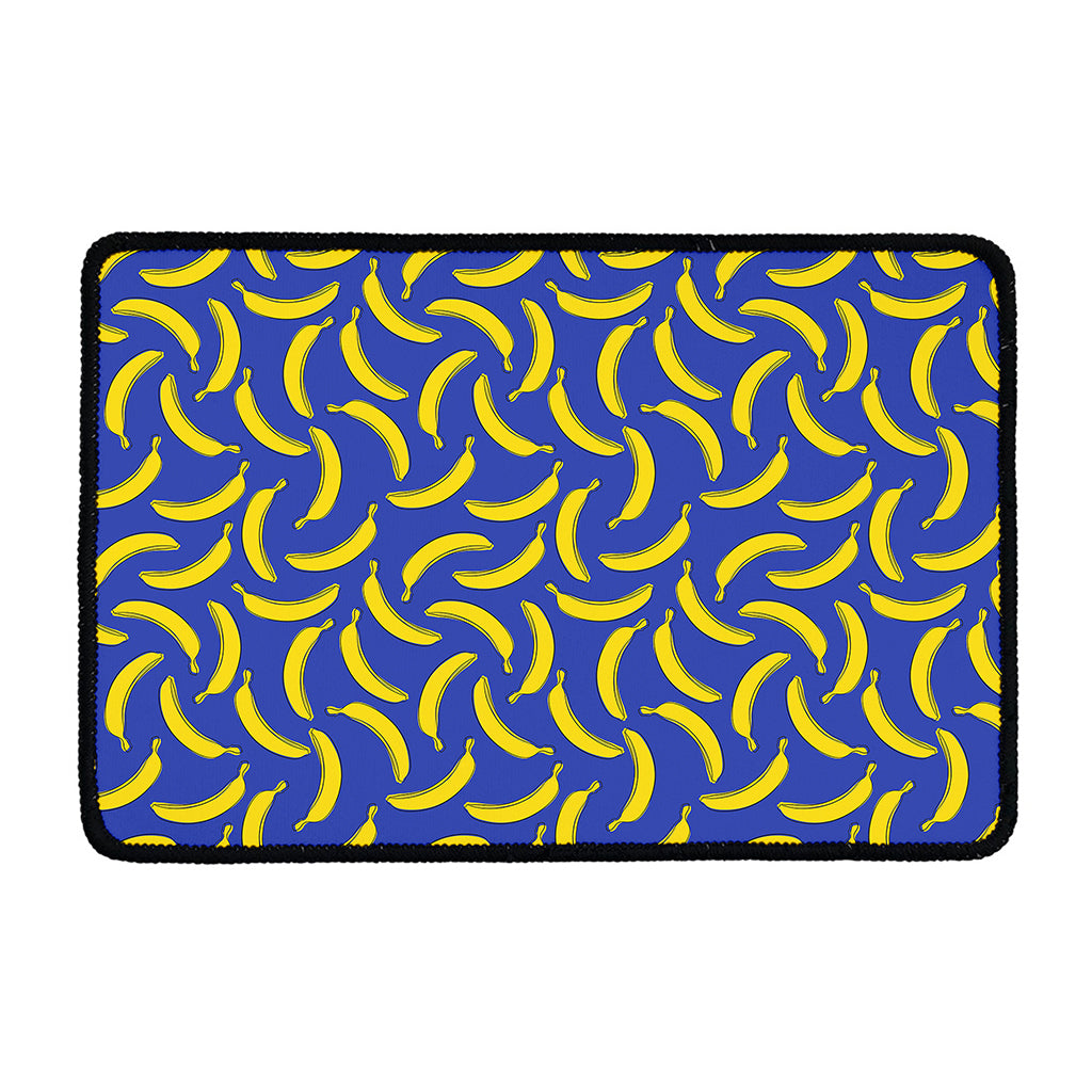 Blue And Yellow Banana Pattern Print Kitchen Mat