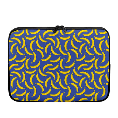 Blue And Yellow Banana Pattern Print Laptop Sleeve