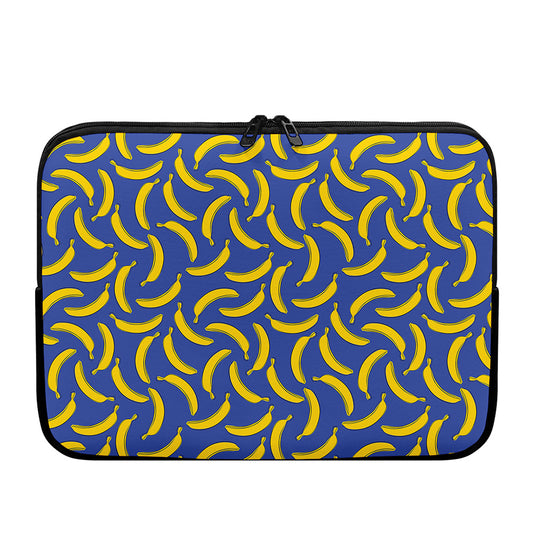 Blue And Yellow Banana Pattern Print Laptop Sleeve