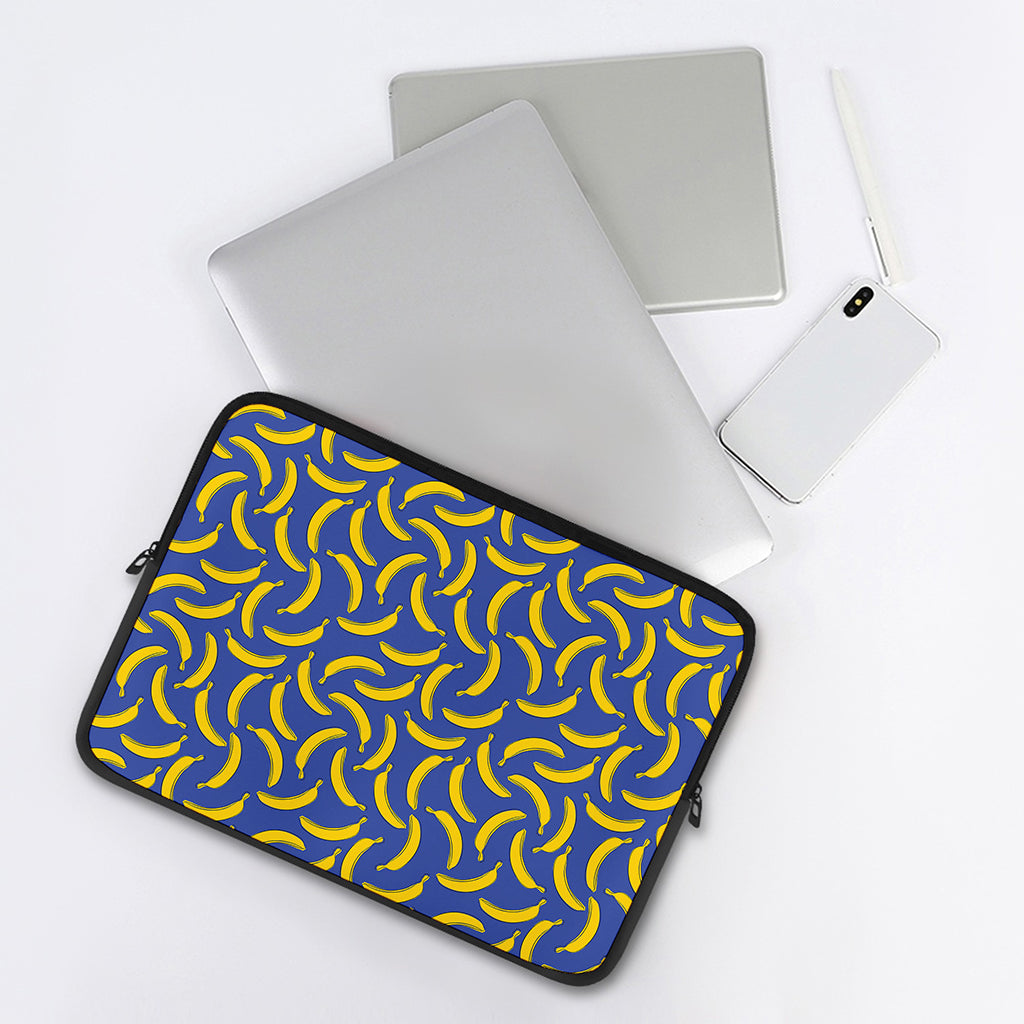Blue And Yellow Banana Pattern Print Laptop Sleeve
